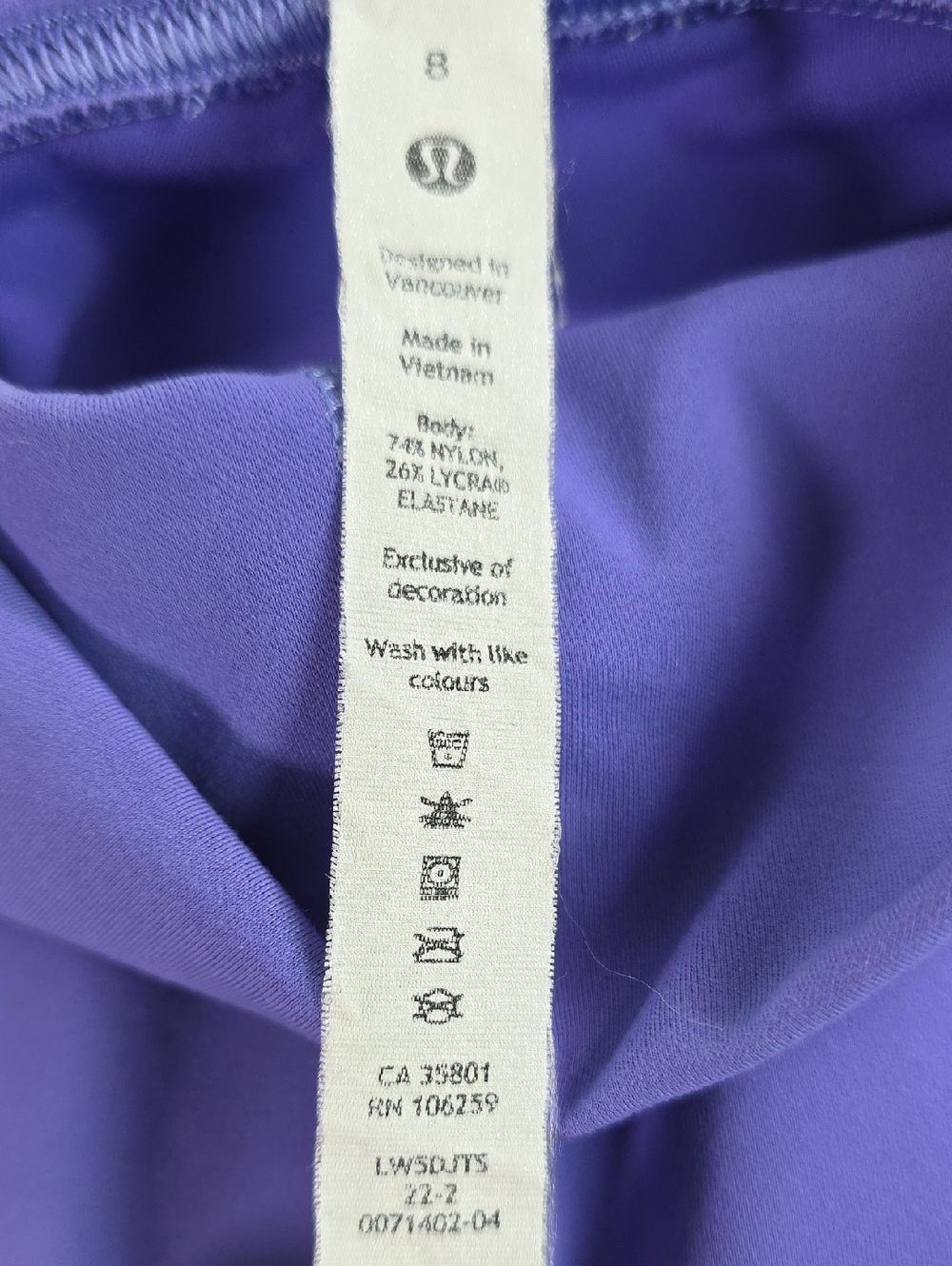 lululemon Instill HR Violet Active Leggings Sz 8 - Picture 2 of 8